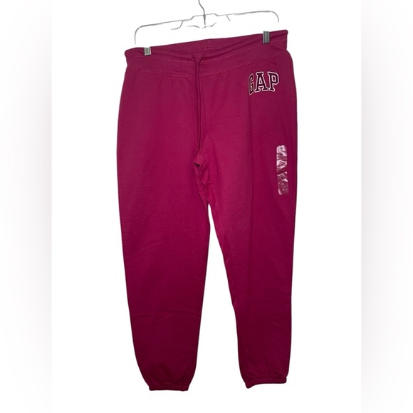Gap New High Rise Pink Logo Joggers Size Medium - Picture 1 of 5